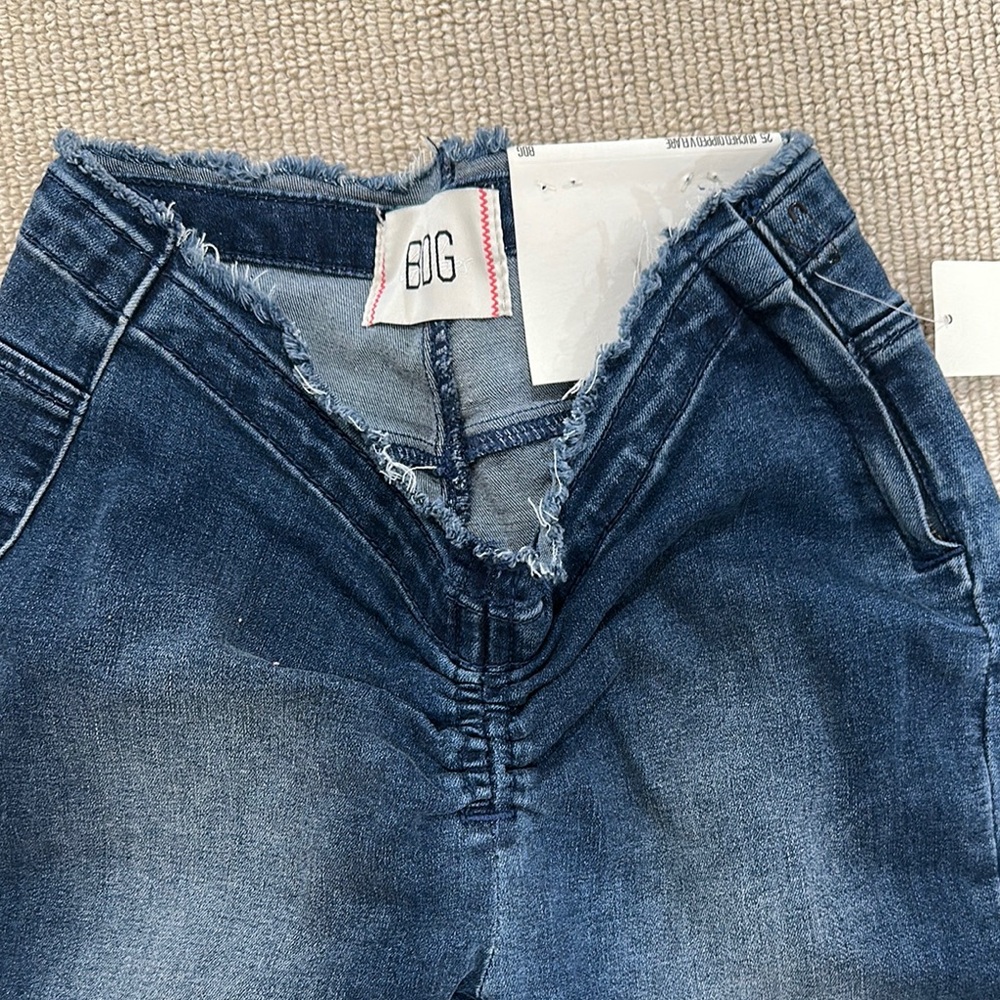 Urban outfitters BDG Blue Flare Wide Leg Jeans High-Rise ruched sz 25 - Picture 2 of 5